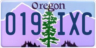 OR license plate 019IXC