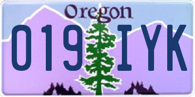 OR license plate 019IYK