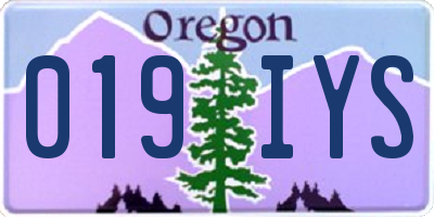 OR license plate 019IYS