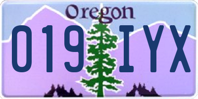 OR license plate 019IYX