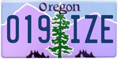 OR license plate 019IZE