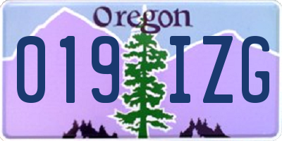 OR license plate 019IZG