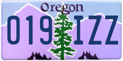 OR license plate 019IZZ