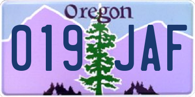 OR license plate 019JAF