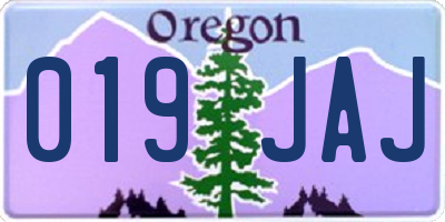 OR license plate 019JAJ