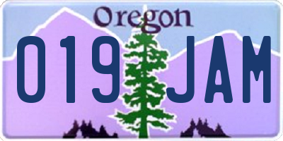 OR license plate 019JAM