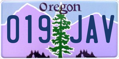 OR license plate 019JAV