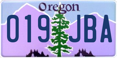 OR license plate 019JBA