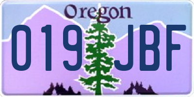 OR license plate 019JBF