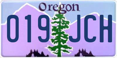 OR license plate 019JCH