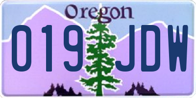 OR license plate 019JDW