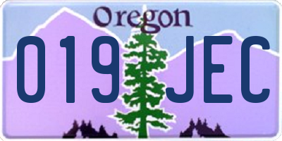 OR license plate 019JEC