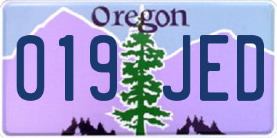 OR license plate 019JED