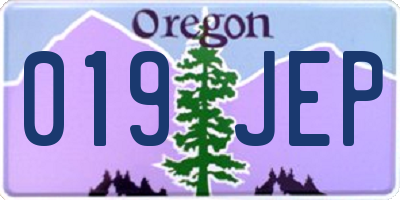 OR license plate 019JEP