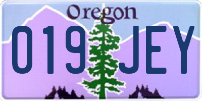 OR license plate 019JEY