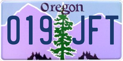 OR license plate 019JFT