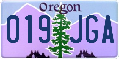 OR license plate 019JGA