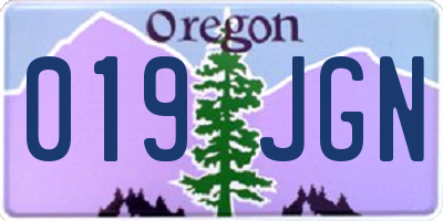 OR license plate 019JGN