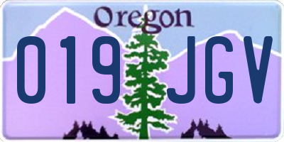OR license plate 019JGV