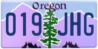 OR license plate 019JHG