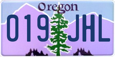 OR license plate 019JHL