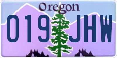 OR license plate 019JHW