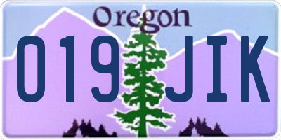 OR license plate 019JIK