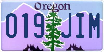 OR license plate 019JIM