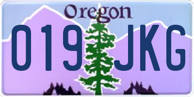 OR license plate 019JKG