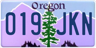 OR license plate 019JKN