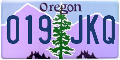 OR license plate 019JKQ