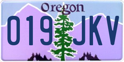 OR license plate 019JKV
