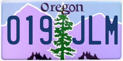 OR license plate 019JLM