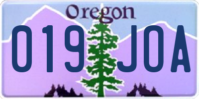 OR license plate 019JOA
