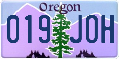 OR license plate 019JOH