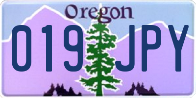 OR license plate 019JPY
