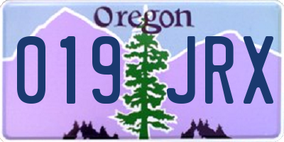 OR license plate 019JRX