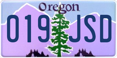 OR license plate 019JSD