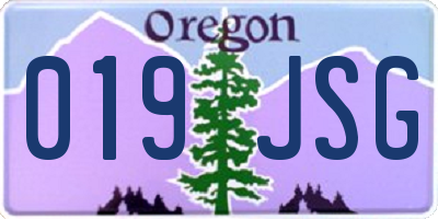 OR license plate 019JSG