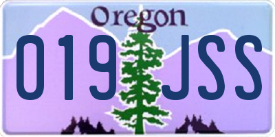 OR license plate 019JSS