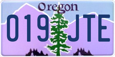 OR license plate 019JTE