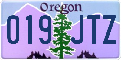 OR license plate 019JTZ