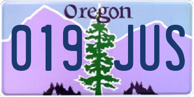 OR license plate 019JUS