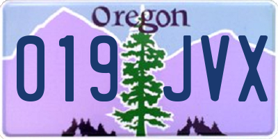 OR license plate 019JVX