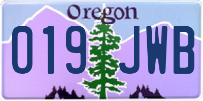OR license plate 019JWB