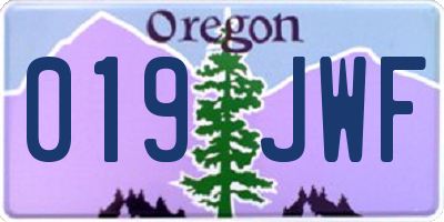 OR license plate 019JWF
