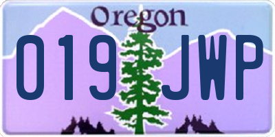 OR license plate 019JWP