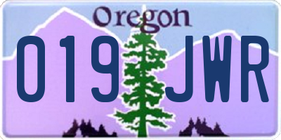 OR license plate 019JWR
