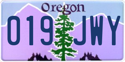OR license plate 019JWY
