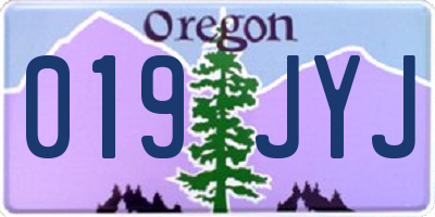 OR license plate 019JYJ